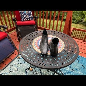 Mens pad leather gray square toe casual boots